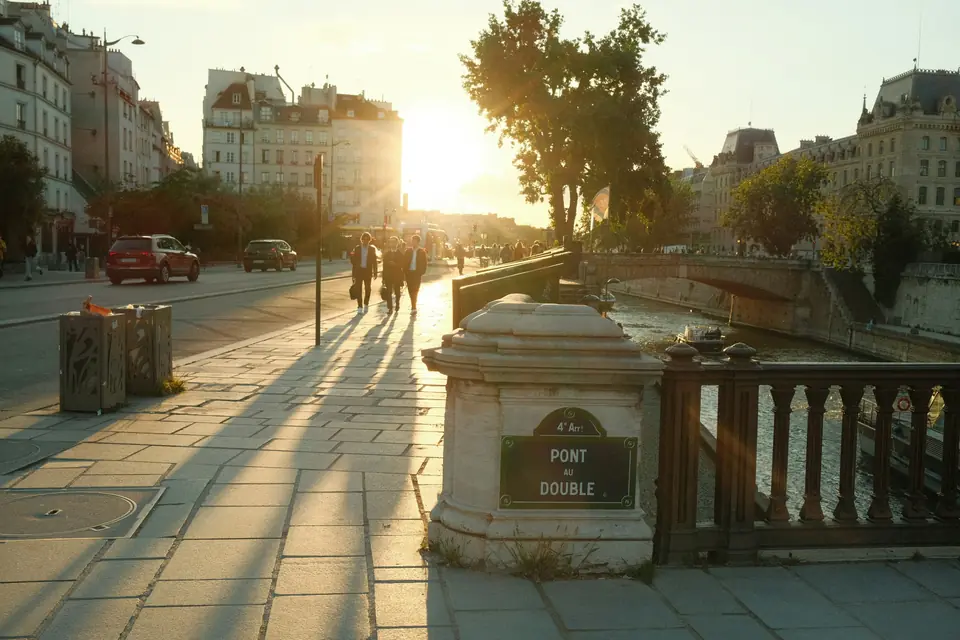 Golden-hour light on the Pont au Double in Paris